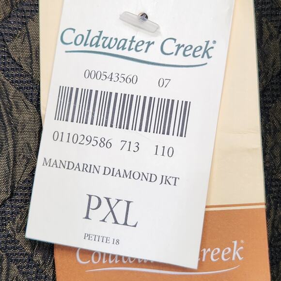 NWT Coldwater Creek Petite Green Mandarin Diamond Buttoned Jacket Women's PXL - Picture 5 of 10